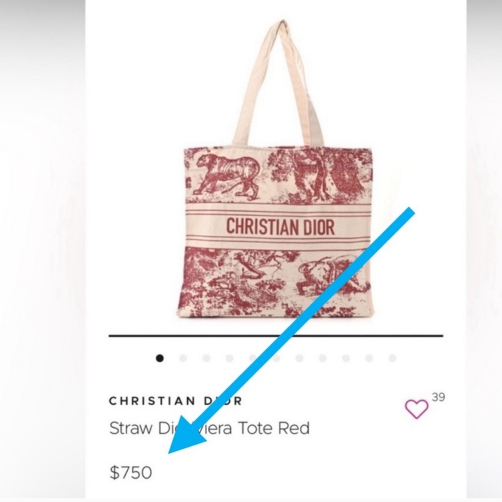 Christian Dior Tote Red Toile Print and tan NWT VIP Brand New Collecters - Picture 5 of 13